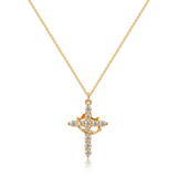 Halssmykke med kors og diamantkrone