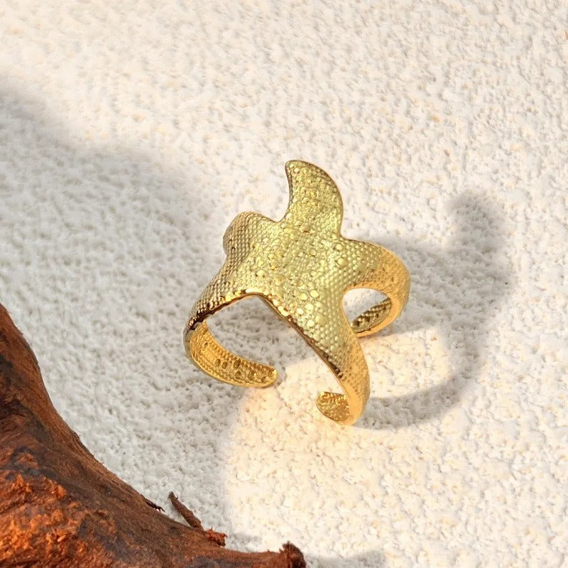 Justerbar guld ring retro „Havstjerne”