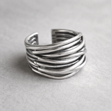 Regulowany Warstwowy Srebrny Pierścionek