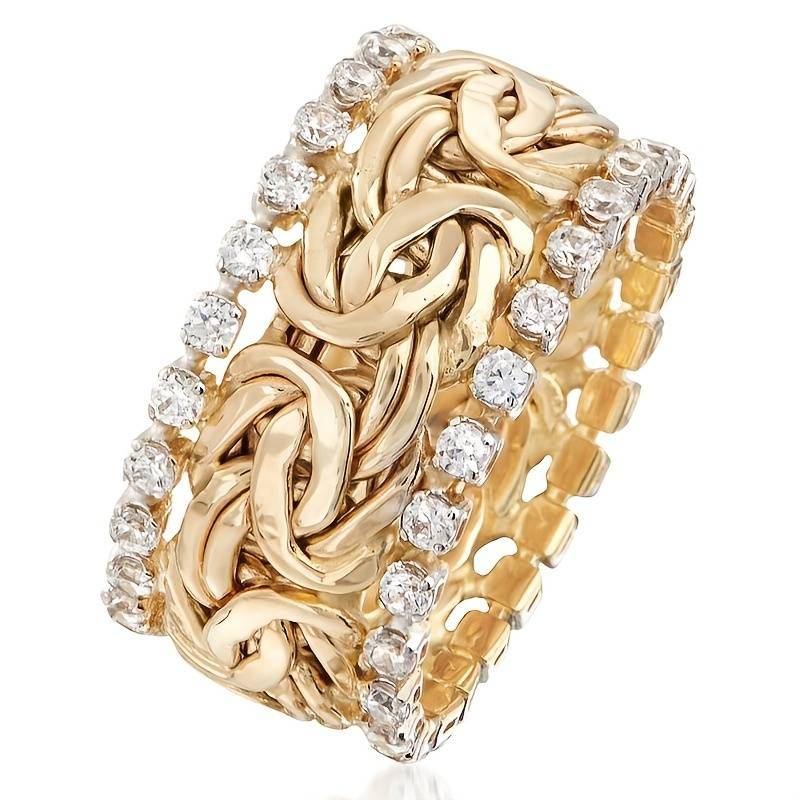 Spleciony retro-guld ring med zirkon