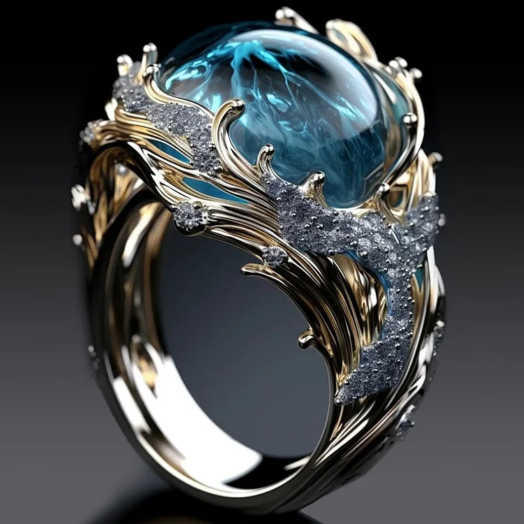 Vintage Ozean Ring med Krystaller