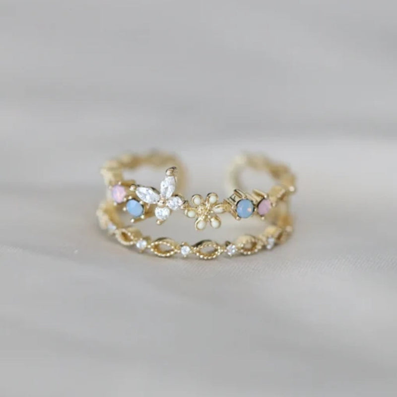 Vintage Ring med Blomst i Guld