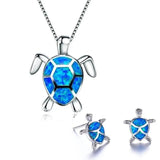 Zestaw: Naszyjnik i Kolczyki z Żółwiami Morskimi w Opalu i Srebrze